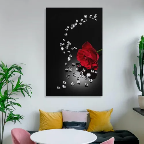 Miniatura 6 de Póster de rosa roja en blanco y negro, pintura en lienzo, arte de pared, sala de estar, dormitorio, decoración del hogar, mural, 12 x 18 pulgadas
