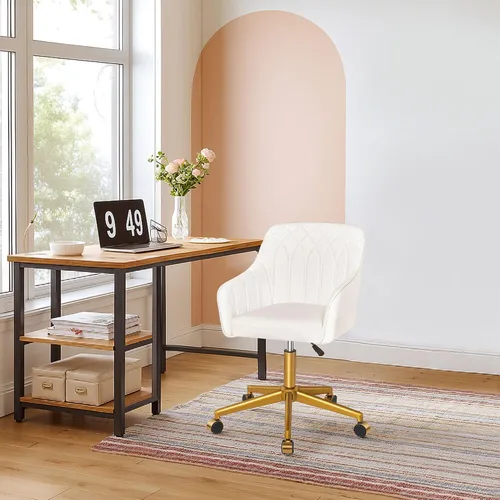 Miniatura 5 de VECELO Silla de escritorio moderna de PU giratoria para oficina en casa con respaldo y ruedas rodantes, altura de asiento ajustable para niñas