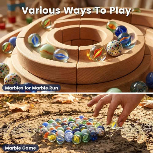 Miniatura 4 de POPLAY 160 piezas de canicas de vidrio, juego de canicas para niños, manualidades coleccionistas