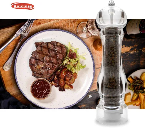 Miniatura 8 de Molinillo de sal y pimienta Arcylic, el mejor molinillo de pimienta con molino ajustable transparente Caja Blanca 1 Pack