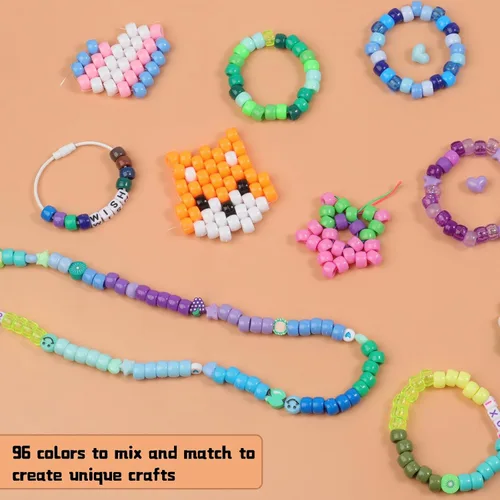 Miniatura 3 de THRELE Kit de 4000 cuentas de poni para hacer pulseras de la amistad, incluye 96 colores de cuentas Kandi, cuentas de letras, cuentas para hacer