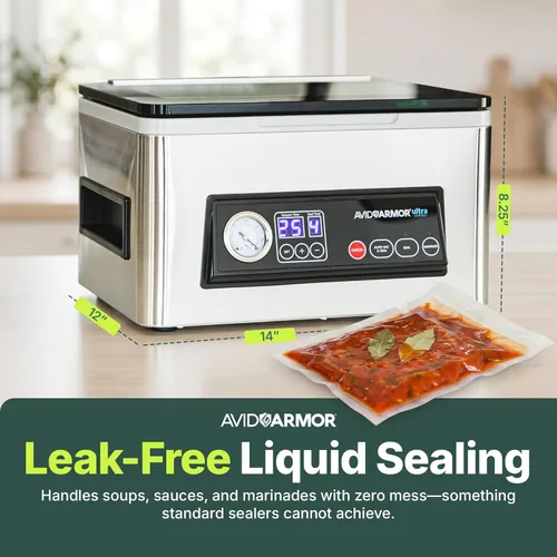 Miniatura 6 de Avid Armor - Máquina selladora al vacío de cámara USV20 Ultra Series para alimentos húmedos, máquina de envasado al vacío de carne, compacta