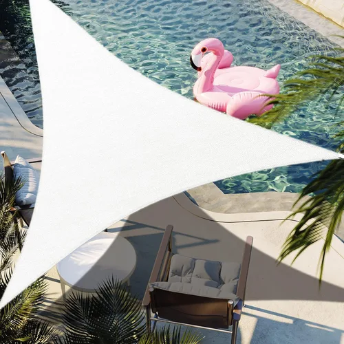 Vela de Sombra Triangular de 12 x 12 x 12 pies, Blanca, Toldo de Tela Duradera con Bloqueo UV, Hacemos Pedidos Personalizados Blanco