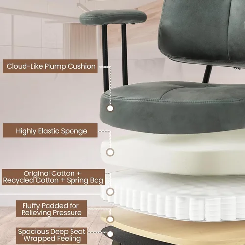Miniatura 6 de ECOTOUGE Silla de oficina en casa, silla de escritorio tapizada con reposabrazos, silla de computadora moderna y cómoda de mediados de siglo