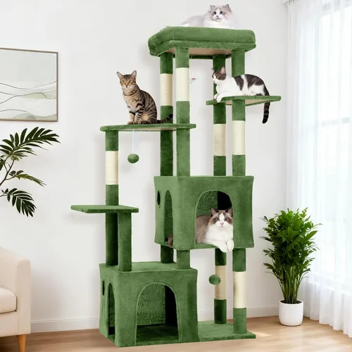 Miniatura 13 de Torre grande de árbol para gatos de 61 pulgadas para gatos de interior, condominio para gatos de varios niveles de servicio pesado para Maine Coon