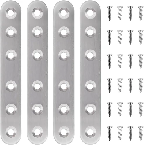 Miniatura 6 de mxuteuk 96 piezas de soportes planos rectos de acero inoxidable, soporte de metal, placa de reparación, soportes de metal para madera