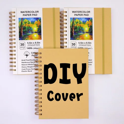 Miniatura 6 de Bloc de papel de acuarela, 5.5 x 8.5, paquete de 3, libros de bocetos de tapa dura, papel de algodón pesado de 140 libras/10.58 oz/m², encuadernado