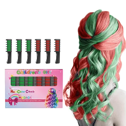 Miniatura 24 de MSDADA Nuevo peine de tiza para el cabello, tinte temporal para niñas y niños con cabello de color claro, tiza lavable para niñas de 4, 5, 6, 7, 8