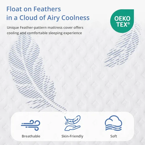Miniatura 4 de EGOHOME Colchón tamaño individual mediano de 8 pulgadas, colchón de espuma viscoelástica en una caja con espuma de gel y funda extraíble sin fibra