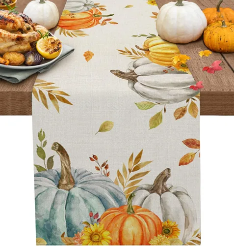 Miniatura 10 de Juego de 4 manteles individuales de otoño de Acción de Gracias, manteles individuales antideslizantes con calabazas azules y naranjas, manteles