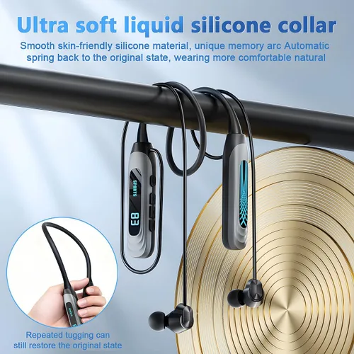 Miniatura 4 de MZYML - Auriculares Bluetooth con banda para el cuello 5.4, IPX5 impermeables con micrófono, 80 horas de reproducción, 1000 horas de espera