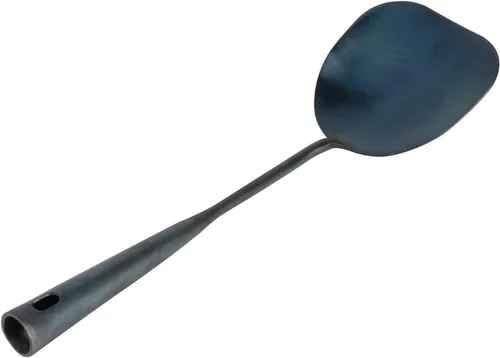 ZhenSanHuan Utensilio de Wok Tradicional Chino Hecho a Mano de Hierro, Utensilio de Wok Largo (Espátula, 32CM/12.6'')