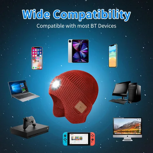 Miniatura 15 de Gorro Bluetooth con auriculares ligeros e inalámbricos, micrófono integrado y altavoces estéreo mejorados con música
