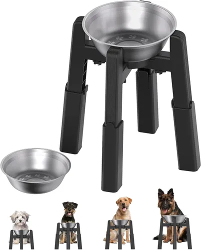 Miniatura 15 de CZPET Soporte dispensador de agua para perros, soporte para comederos automáticos de mascotas, soporte elevado ajustable de ancho y altura