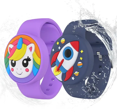 Miniatura 10 de Pulseras impermeables Air tag para niños (paquete de 2) - Pulsera de silicona suave oculta para Air tag - Soporte ligero de rastreador
