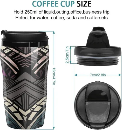 Miniatura 2 de Art Deco Geometric Pattern Coffee Cup Hot Coffee Travel Mug Reusable Iced Coffee Cups Double Heat Insulation Coffee Mug with Leak-Proof Lid Stylish