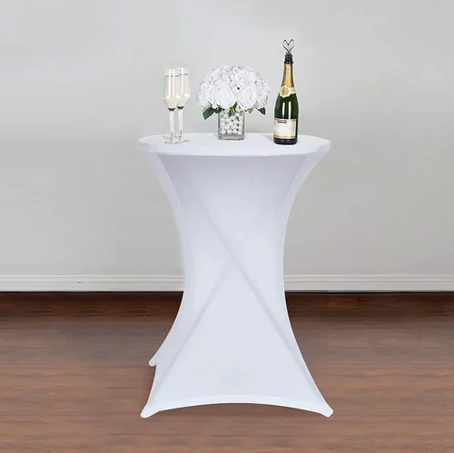Miniatura 2 de Obstal Fundas elásticas de elastano para mesa de cóctel, color blanco, para bodas, banquetes y fiestas