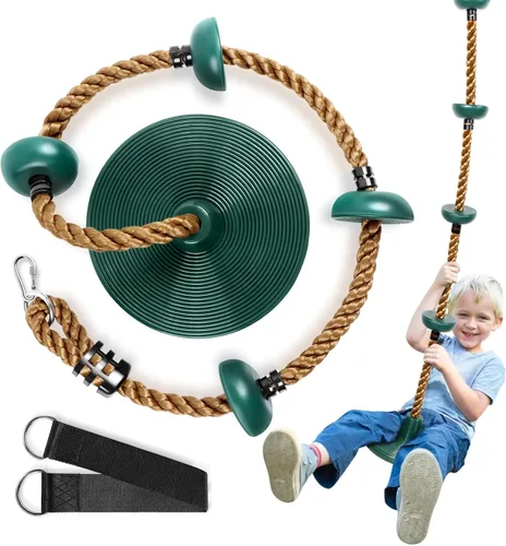 Juego de columpio de árbol con cuerda para escalar y plataformas y asiento oscilante para patio de recreo al aire libre para niños, incluye correa