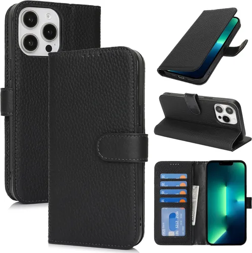 Miniatura 151 de Zouzt Funda para iPhone 11 de 6.1 pulgadas de piel auténtica con 4 ranuras para tarjetas, tarjetero con bloqueo RFID, tapa magnética, función atril