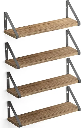 Wallniture Ponza - Juego de 4 estantes flotantes para montaje en pared, estantes de pared para dormitorio, baño, sala de estar, cocina, tablero de