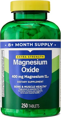 Miniatura 8 de Suplemento de óxido de magnesio de 400 mg para la salud ósea, muscular y cardíaca - Tabletas de magnesio extra fuertes - 250 unidades, suministro