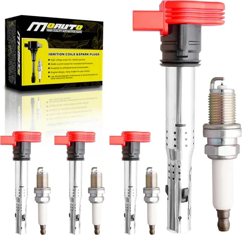 Juego de 4 bobinas de encendido UF529 y 4 bujías de iridio compatibles con Volkswagen Audi A3 A4 A5 A6 A7 A8-3.0L 3.2L 4.2L 5.2L Q5 R8 S4 S5 TT MK6