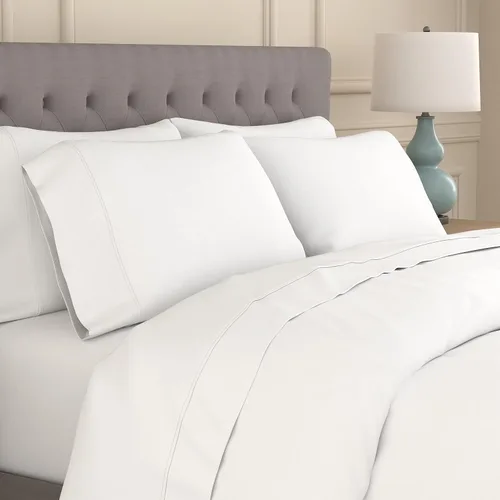 Miniatura 3 de Sealy Clean Comfort - Juego de sábanas de mezcla de algodón de 300 hilos con bandas de anclaje de ajuste seguro, tamaño individual, color blanco