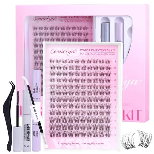 Miniatura 9 de Geeneiya Kit de Extensión de Pestañas 20D+40D, Racimos de Pestañas Suaves, Kit de Extensiones de Pestañas Naturales con Enlace de Pestañas