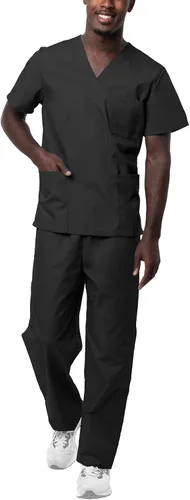 Sivvan Conjunto médico unisex duradero, camiseta clásica con cuello en V y pantalones médicos con cordón para hombres y mujeres, 5 bolsillos
