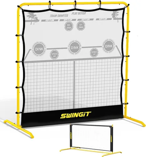 SwingIt Red de rebote de práctica de pickleball de 6 pies, mini red de bolas de pepinillo portátil para entrada al aire libre, patio trasero y