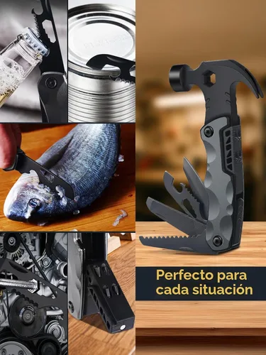 Miniatura 7 de Multiherramienta Accesorios de Camping Rellenos de Media para Hombres Regalos de Papá, 13 en 1 Herramientas Múltiples de Supervivencia Martillo