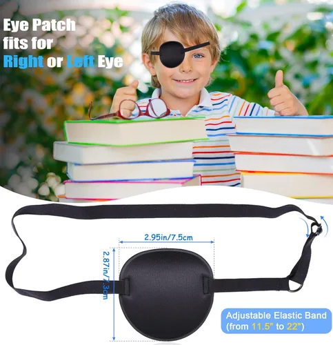 Miniatura 3 de 2 parches oculares para adultos, hombres y niños, parche médico ajustable para ojo derecho/izquierdo, parches perezosos para ambliopía