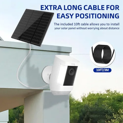 Miniatura 5 de Paneles solares para cámara Ring al aire libre inalámbrica (Nueva Generación) Cargador de panel solar de 5W 5V con USB-C y enchufe para Spotlight