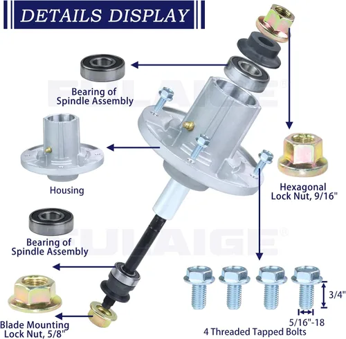 Miniatura 4 de Paquete de 3 unidades de conjunto de husillo GY21098 que reemplazan a GY20454 AUC15811 GY20962 para John Deere 145, 155C, 92H, D140, D155, D160