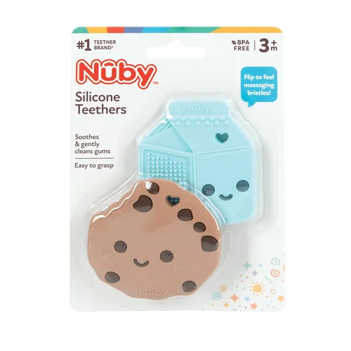 Miniatura 5 de Nuby Mordedor de silicona para bebés con chispas de chocolate y leche para la dentición, alivia las encías doloridas, más de 3 meses