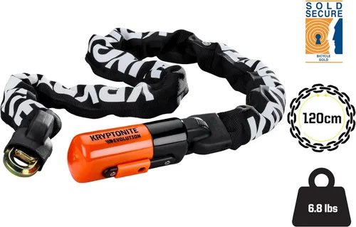 Miniatura 2 de Kryptonite Evolution 1012 Cerradura de Cadena para Bicicleta, Cadena de Acero de 10mm de 4 Pies de Largo, Cerradura de Cadena para Bicicleta