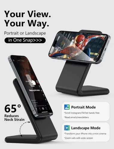 Miniatura 2 de Mag.Safe Charger - Soporte de cargador para iPhone, cargador inalámbrico magnético rápido para iPhone 17/16/15/14/13/12 Series - Negro