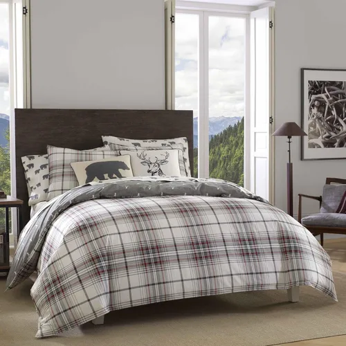 Miniatura 43 de Eddie Bauer - Juego de edredón Queen, ropa de cama reversible a cuadros, elegante y cálida decoración del hogar (gris normandía, Queen)