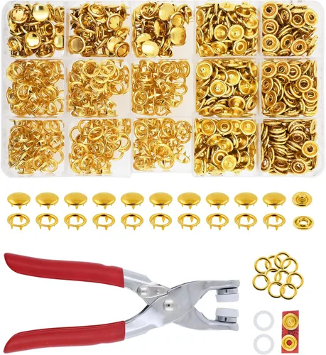 Miniatura 8 de Kit de botón de presión de metal Mandala Crafts - Botones a presión y herramienta de cierre a presión - Cierres coloridos de 9.5mm para coser, ropa