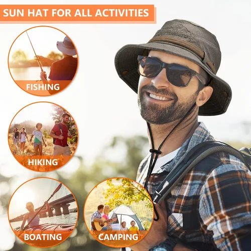 Miniatura 7 de Obling Sombrero de sol para hombres y mujeres, sombrero de pesca UPF 50 de ala ancha, sombrero de pescador Safari Boonie