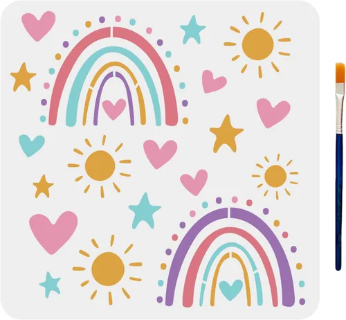 Miniatura 8 de MAYJOYDIY Plantilla de lámpara bohemia para lámpara de araña, plantilla de luces de fiesta de 11.8 x 11.8 pulgadas con pincel de pintura