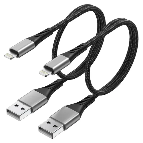 Miniatura 8 de Umefly Cable de carga corto para iPhone de 1 pie, paquete de 2 cables USB a Lightning para automóvil, cable de carga de iPhone de 1 pie para iPhone