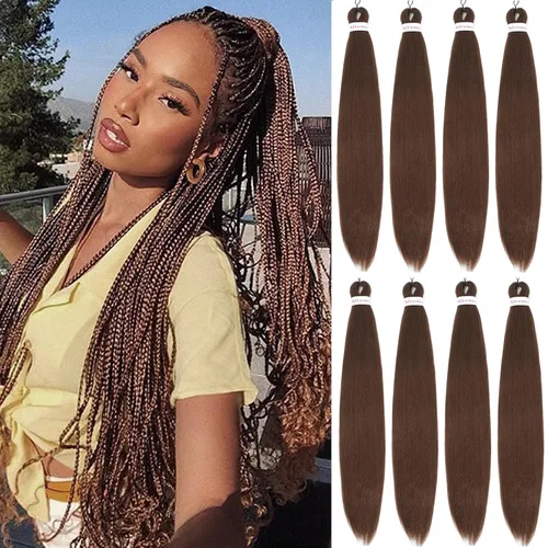 Miniatura 51 de Alrence Cabello estirado para hacer trenzas, trenza larga de 30 pulgadas, 8 paquetes, extensiones profesionales de trenzado de cabello sintético, 1b#