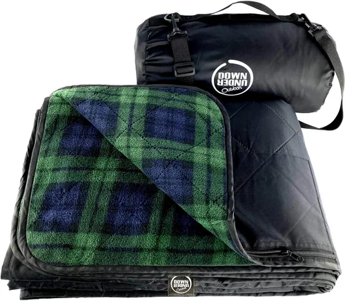 Miniatura 11 de DOWN UNDER OUTDOORS Manta grande impermeable y resistente al viento, extra gruesa de 350 GSM, forro polar acolchado, o manta de estadio de sherpa