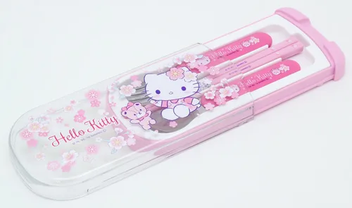 Miniatura 2 de OSK CT-20 - Juego de cubiertos de Hello Kitty, Sakura, tirar, trío, palillos, cuchara, tenedor, hecho en Japón, deslizante, apto para lavavajillas