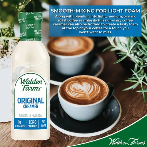Miniatura 3 de Walden Farms Original Coffee Creamer – Cero calorías, sin grasa, sin azúcar, baja en carbohidratos, apta para dieta cetogénica, sin lácteos, vegana