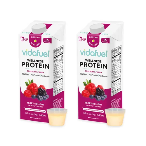 Vidafuel Bebida de proteína Wellness, 0.56 oz de proteína por inyección de 2 onzas, caja de 32 onzas líquidas, paquete de 2, bayas, colágeno y