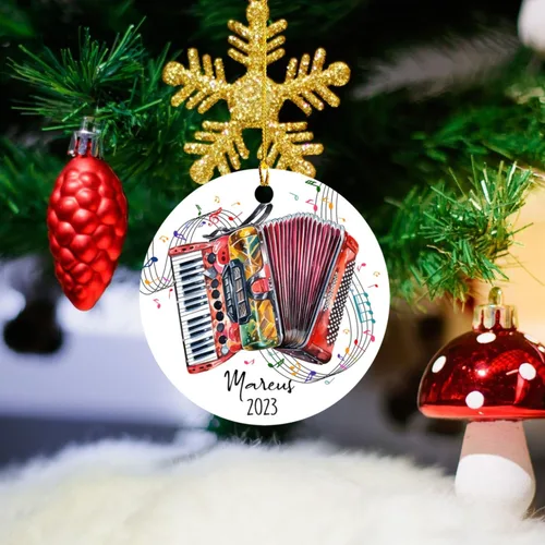 Miniatura 2 de Adorno de acordeón personalizado de Navidad con nombre, adorno de acordeón personalizado para árbol de Navidad 2026, adorno de acordeón