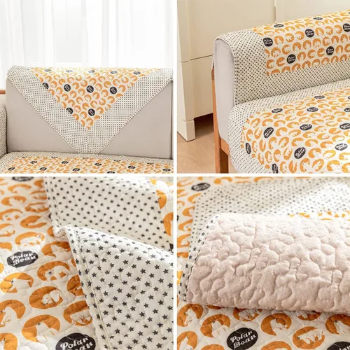 Miniatura 7 de vctops Funda de sofá de algodón suave con diseño de retazos, estilo granja, antideslizante, acolchada, para sala de estar, lavable, protector