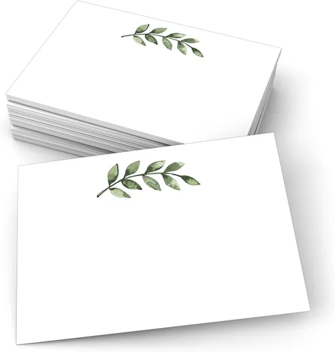 321Done Tarjetas de Notas en Blanco con Diseño de Follaje Verde, 4 x 6 pulgadas Blancas, 50 Tarjetas - Fabricadas en los Estados Unidos, Cartulina
